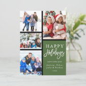 Green 4 Photo Collage Modern Prettige feestdagen Feestdagenkaart (Staand voorkant)