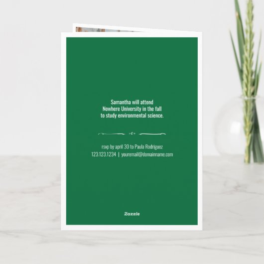 Green 4-Photo Fun Boxes Afstuderen Invitation (Achterkant)