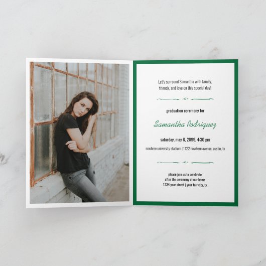 Green 4-Photo Fun Boxes Afstuderen Invitation (Binnen)