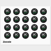 Green 50 en Fabulous Black 50eth Birthday Ronde Sticker (Vel)