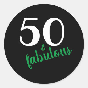 Green 50 en Fabulous Black 50eth Birthday Ronde Sticker