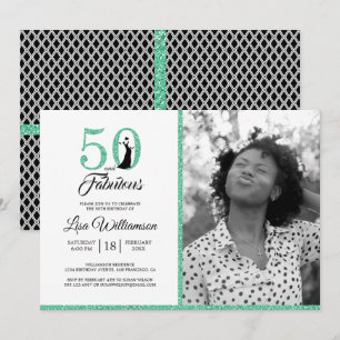 Green 50 Fabulous 50th Birthday Party Foto Kaart