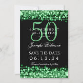 Green 50th Birthday Party Save Datum met Details Kaart (Voorkant)