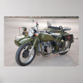 Green 750B-2 motorcycle with a sidecar Poster (Voorkant)