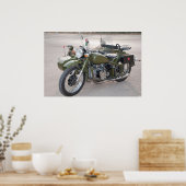 Green 750B-2 motorcycle with a sidecar Poster (Keuken)