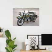 Green 750B-2 motorcycle with a sidecar Poster (Thuiskantoor)