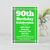 Green 90th Birthday Party Kaart (Staand voorkant)