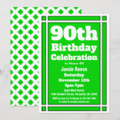 Green 90th Birthday Party Kaart (Voorkant / Achterkant)