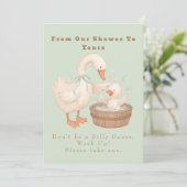 Green A Silly Goose From Our Shower To Yours Sign Kaart (Staand voorkant)