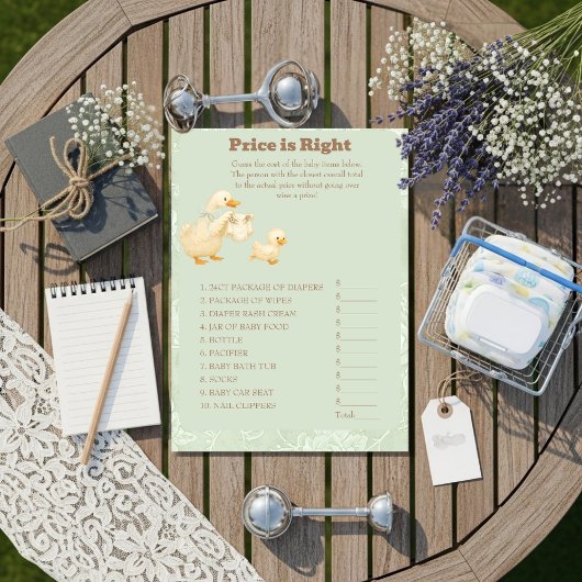 Green A Silly Goose Price is Right Game card Kaart