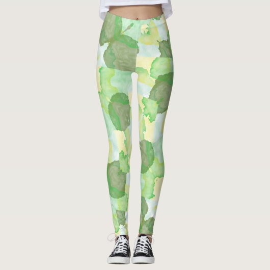 Green abstract art Magical wallpaper Leggings (Voorkant)