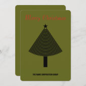Green abstract Christmas tree business Invitation Kaart (Voorkant / Achterkant)