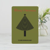 Green abstract Christmas tree business Invitation Kaart (Staand voorkant)