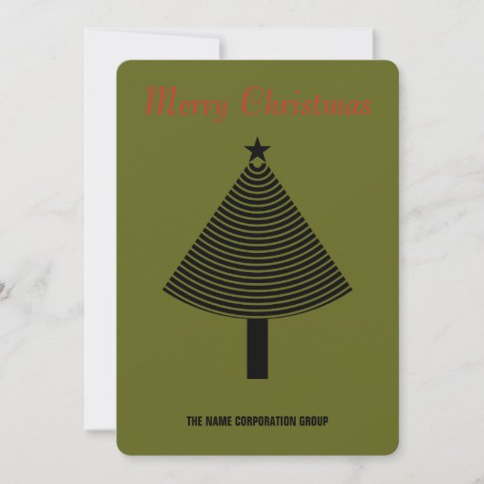 Green abstract Christmas tree business Invitation Kaart (Voorkant)
