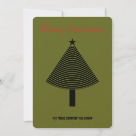 Green abstract Christmas tree business Invitation Kaart