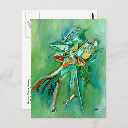 Green Abstract Colorful Fine Art Cards Briefkaart (Voorkant / Achterkant)