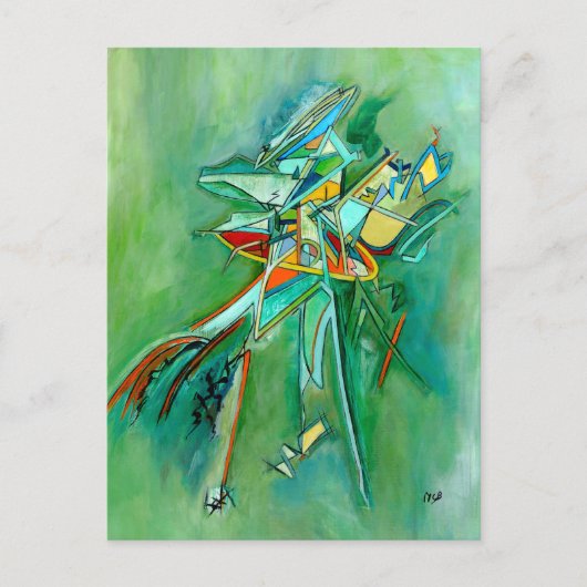 Green Abstract Colorful Fine Art Cards Briefkaart (Voorkant)