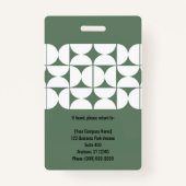 Green Abstract Design Employee Photo ID Company Badge (Achterkant)