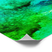 Green abstract Fun Waterverf Art Blue Aqua Mint Poster (Hoek)