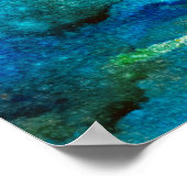 Green abstract Fun Waterverf Art Blue Aqua Unique Poster (Hoek)