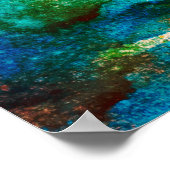 Green abstract Fun Waterverf Art Blue Aqua Unique Poster (Hoek)