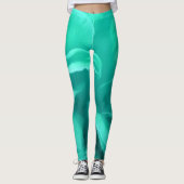 Green Abstract Marble Floral Pattern Leggings (Voorkant)
