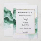 Green Abstract Wave Birthday Kaart (Voorkant / Achterkant)