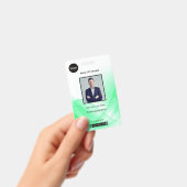 Green Abstract Wave Business Foto-ID Badge (Handheld)