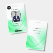 Green Abstract Wave Business Foto-ID Badge (Voor- en achterkant)