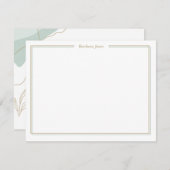 Green Abstract with Gold Leaves Notitiekaartje (Voorkant / Achterkant)