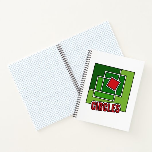 Green Abstraction with Twisted Red Square Notitieboek (Binnen)