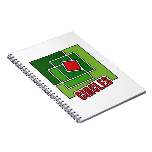 Green Abstraction with Twisted Red Square Notitieboek (Rechterzijde)