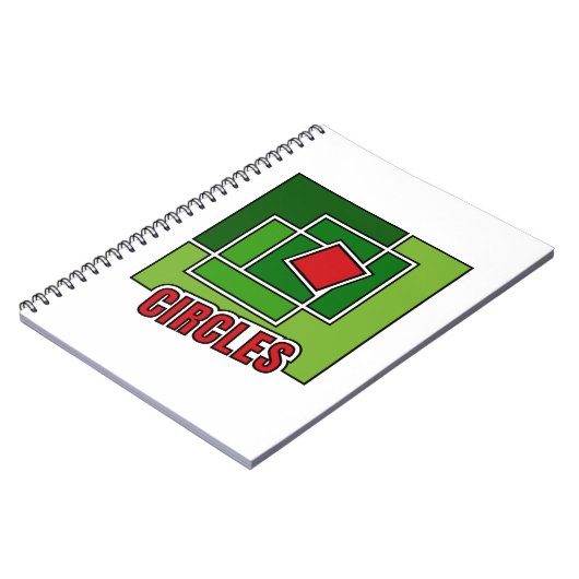 Green Abstraction with Twisted Red Square Notitieboek (Linkerzijde)