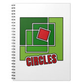 Green Abstraction with Twisted Red Square Notitieboek (Voorkant)