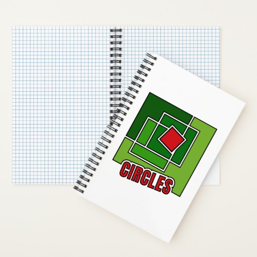 Green Abstraction with Twisted Red Square Notitieboek (Binnen)