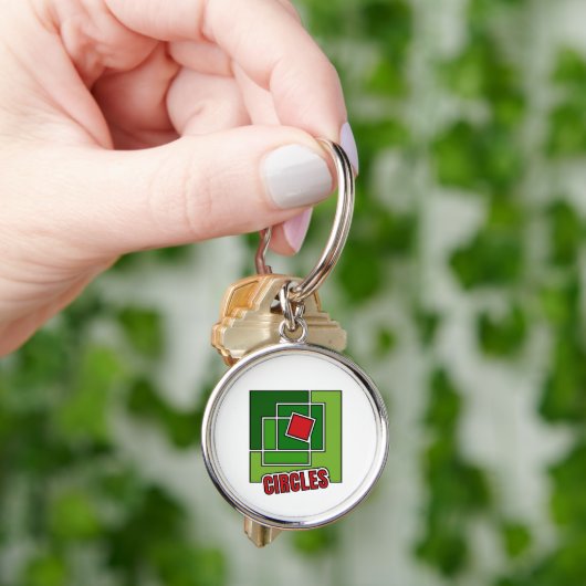 Green Abstraction with Twisted Red Square Sleutelhanger (Hand)