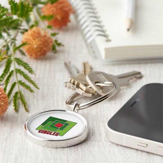 Green Abstraction with Twisted Red Square Sleutelhanger (Zijkant)