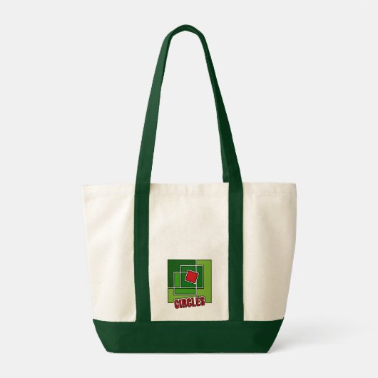 Green Abstraction with Twisted Red Square Tote Bag (Achterkant)