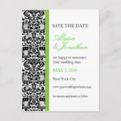 Green Accent Damask Save the Date Kaart (Voorkant)