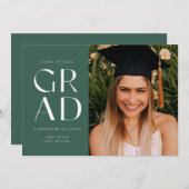 Green Afstudeerder Block Modern Photo Afstuderen I Kaart (Voorkant / Achterkant)