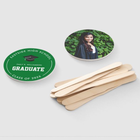 Green Afstuderen Photo Personalized Hand Fan Handwaaier (Niet-gemonteerd)