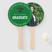 Green Afstuderen Photo Personalized Hand Fan Handwaaier (Voorkant en achterkant)