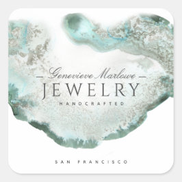 Green Agaat Sieraden Designer Vierkante Sticker