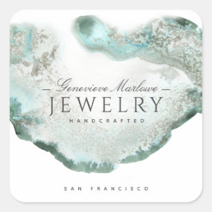Green Agaat Sieraden Designer Vierkante Sticker