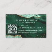 Green Agate Geode Monogram Gold Script Visitekaartje (Achterkant)