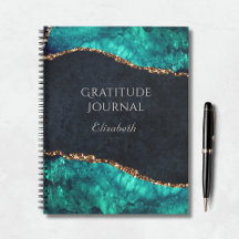 Green Agate Gold Glitter Gratitude Journal