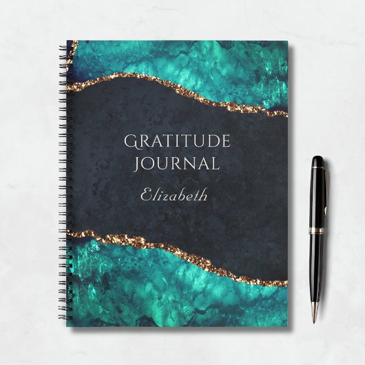 Green Agate Gold Glitter Gratitude Journal Notitieboek