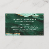 Green Agate Gold Glitter Script Monogram Foto Visitekaartje (Achterkant)