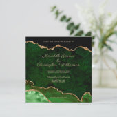 Green Agate Gold Glitter Wedding Kaart (Staand voorkant)