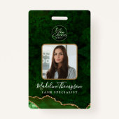 Green Agate Marble Business Logo Bedrijf ID Badge (Voorkant)